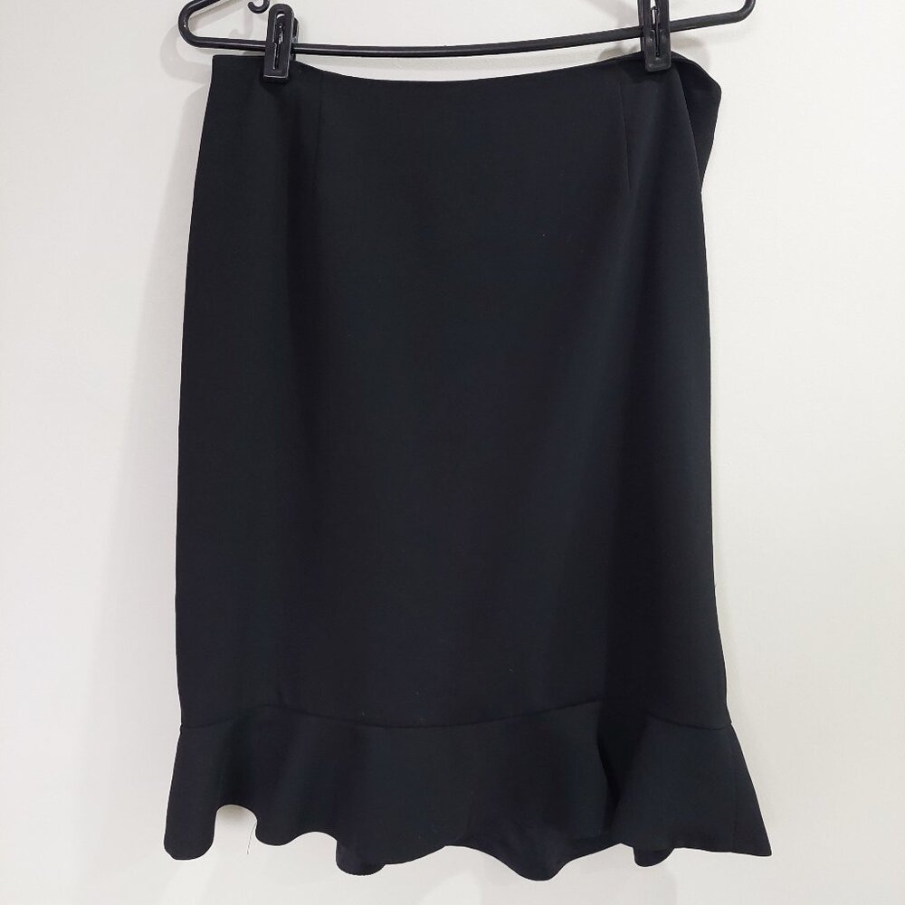 Sandra Angelozzi Size 38 /US6-8 Flared Pencil Skirt Black Ruffle